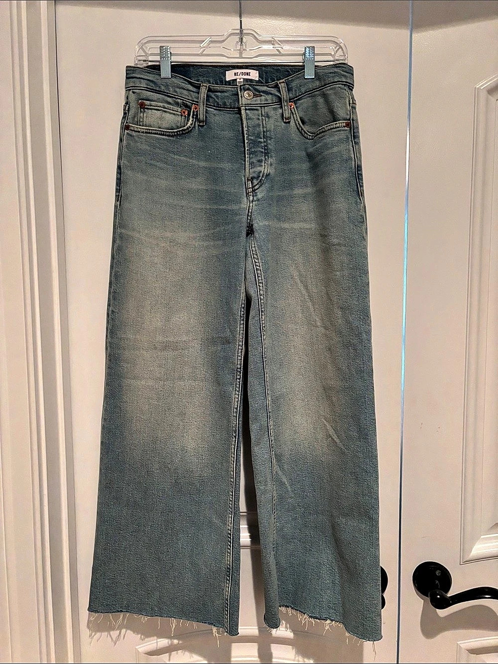 RE/DONE Mid Rise Wide Leg Crop Wide Leg Crop Jeans Waist 27 Blue
